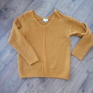 Sienna Sky V-Neck Sweater in Burnt Orange/ Rust Color Cozy Sheek Size Small